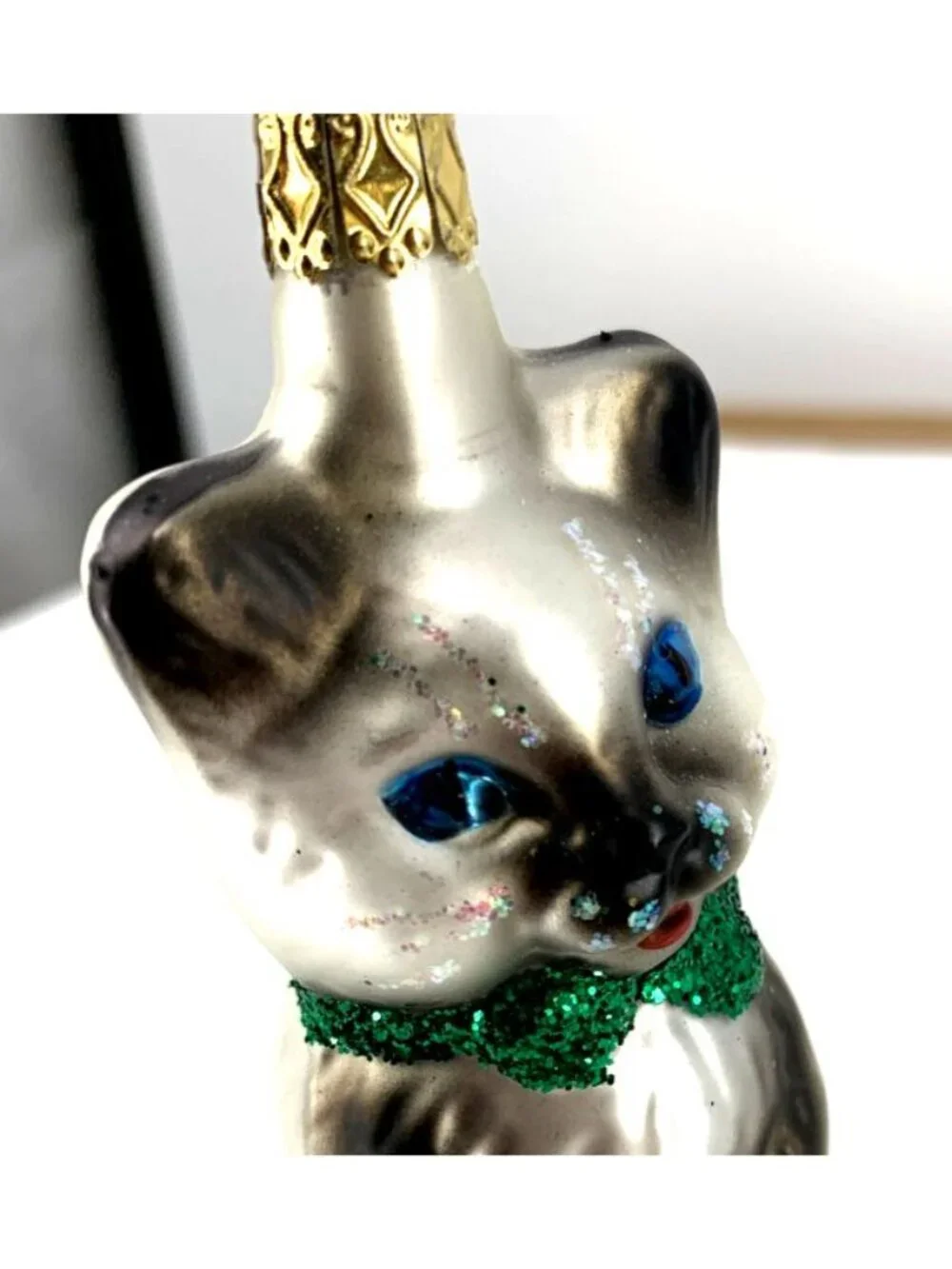 Inge-Glas Kitty Cat Christmas Ornament Siamese Hand Blown
